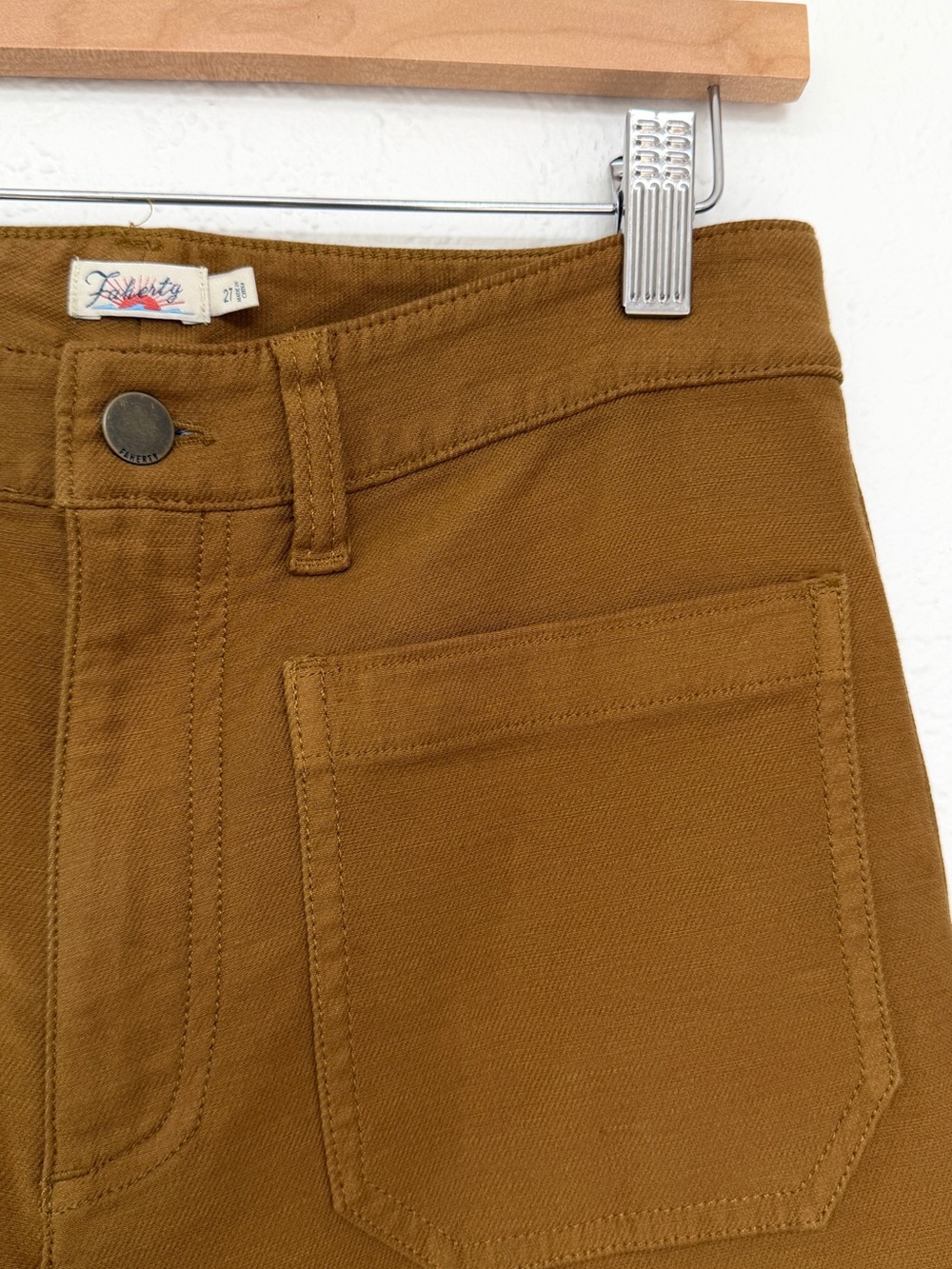 FAHERTY soft stretch flared pants / mustard high waist casual trousers / 27 - Picture 6 of 8